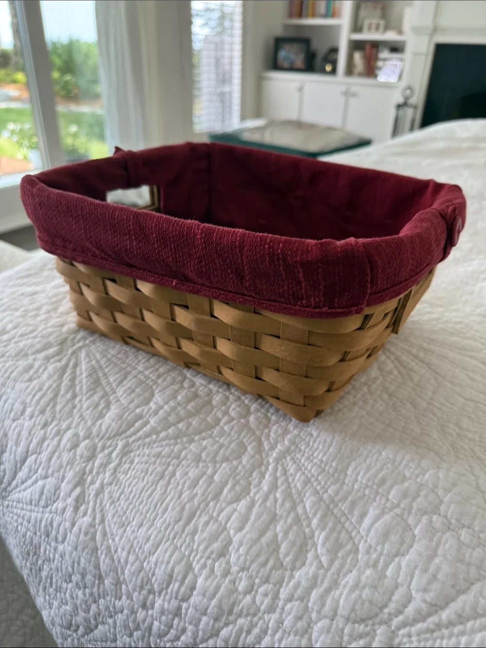 Longaberger small storage solutions paprika over the edge button liner.